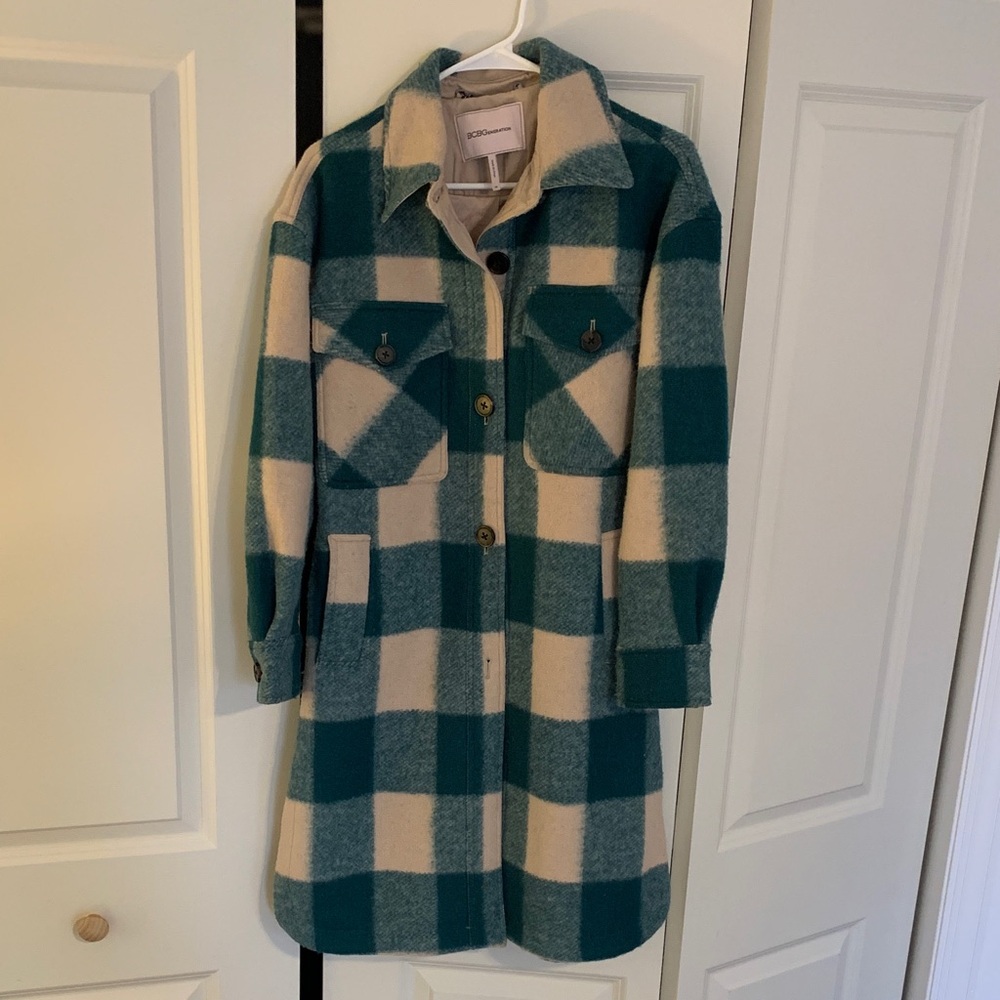 BCBGeneration Teal and Cream Plaid Shackleton